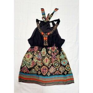 UNIT USA Women’s Size M Jewels Halter Neck Beaded Multicolor